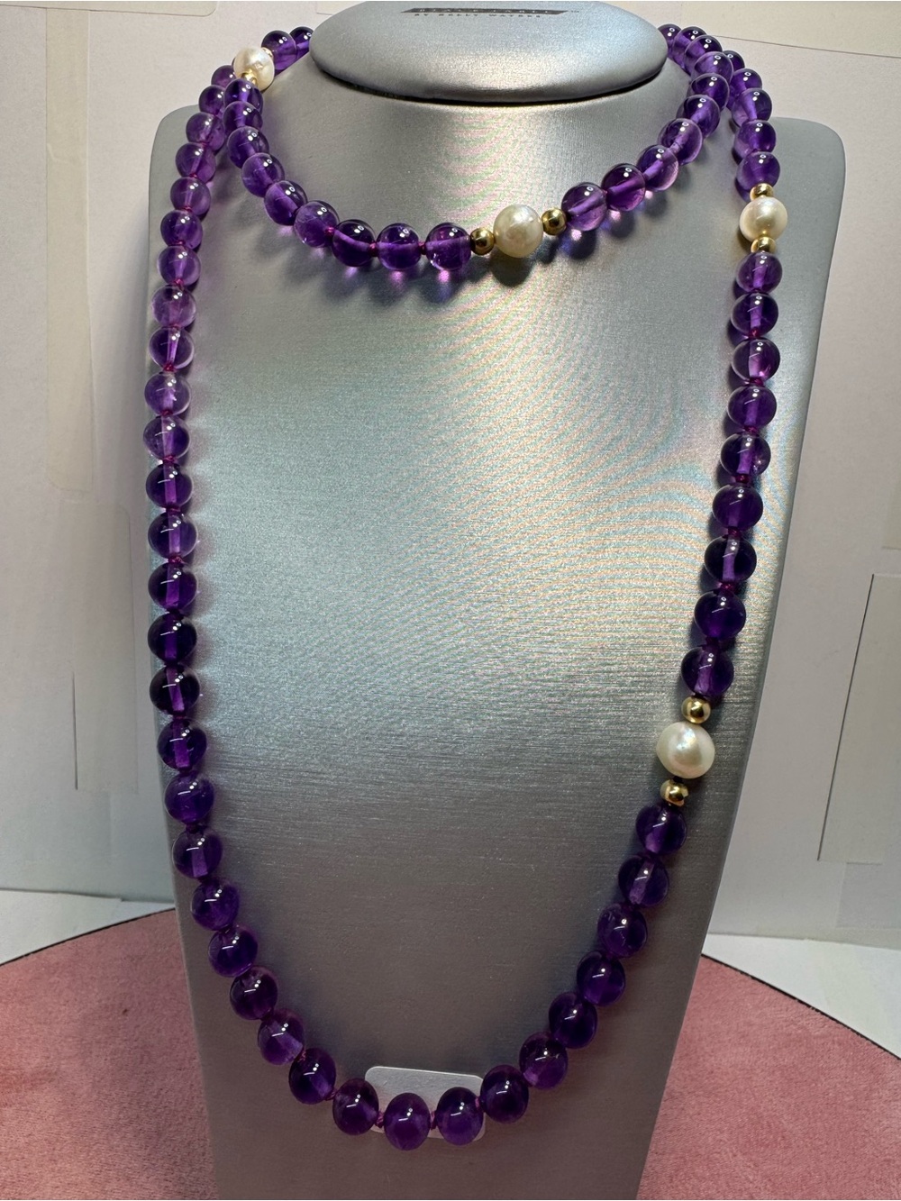 Amethyst, Pearl & 14K Gold Beaded Necklace